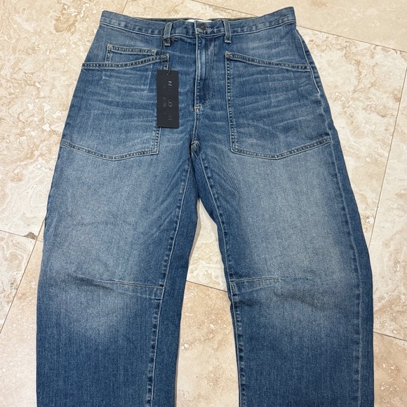 Nili Lotan Shon Denim Cropped Jean Pant Barrel Hi Waist 30 -New W/Tags - Picture 3 of 15
